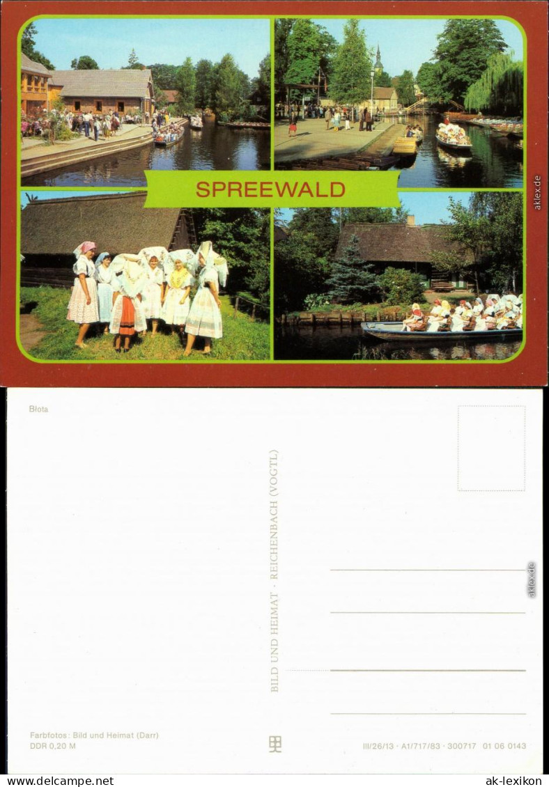 Lübbenau (Spreewald) Lubnjow Spreewaldkahn, Wendische-Trachten -  1983 - Lübbenau