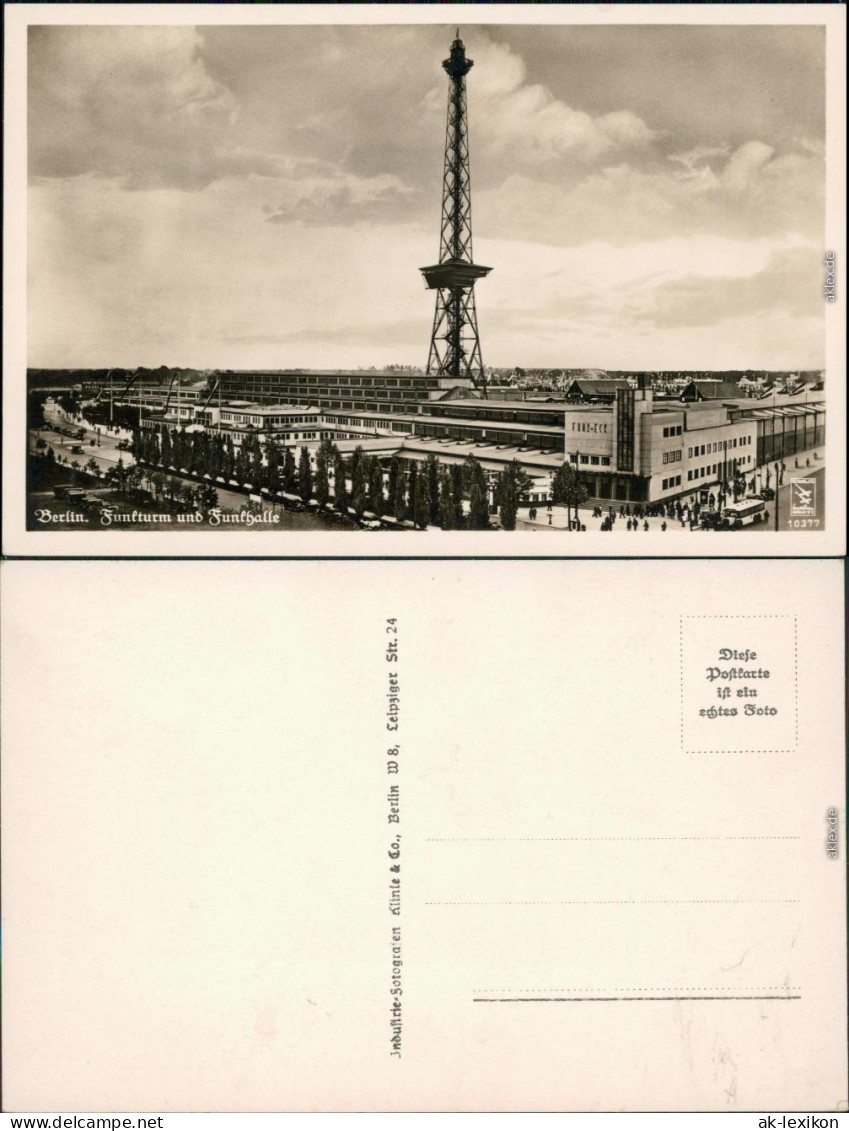 Ansichtskarte Charlottenburg-Berlin Funkturm Und Funkhalle 1934  - Charlottenburg