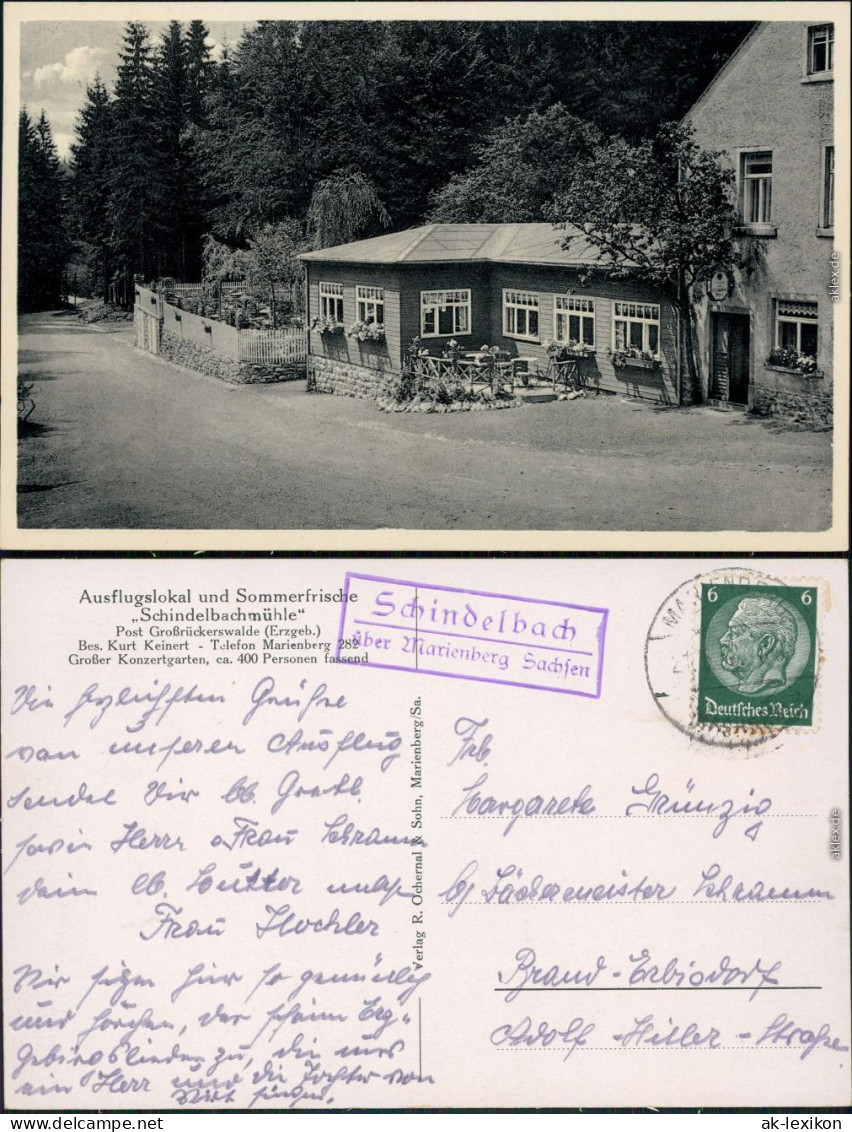 Ansichtskarte Marienberg Im Erzgebirge Gasthaus Schindelbachmühle 1934  - Marienberg