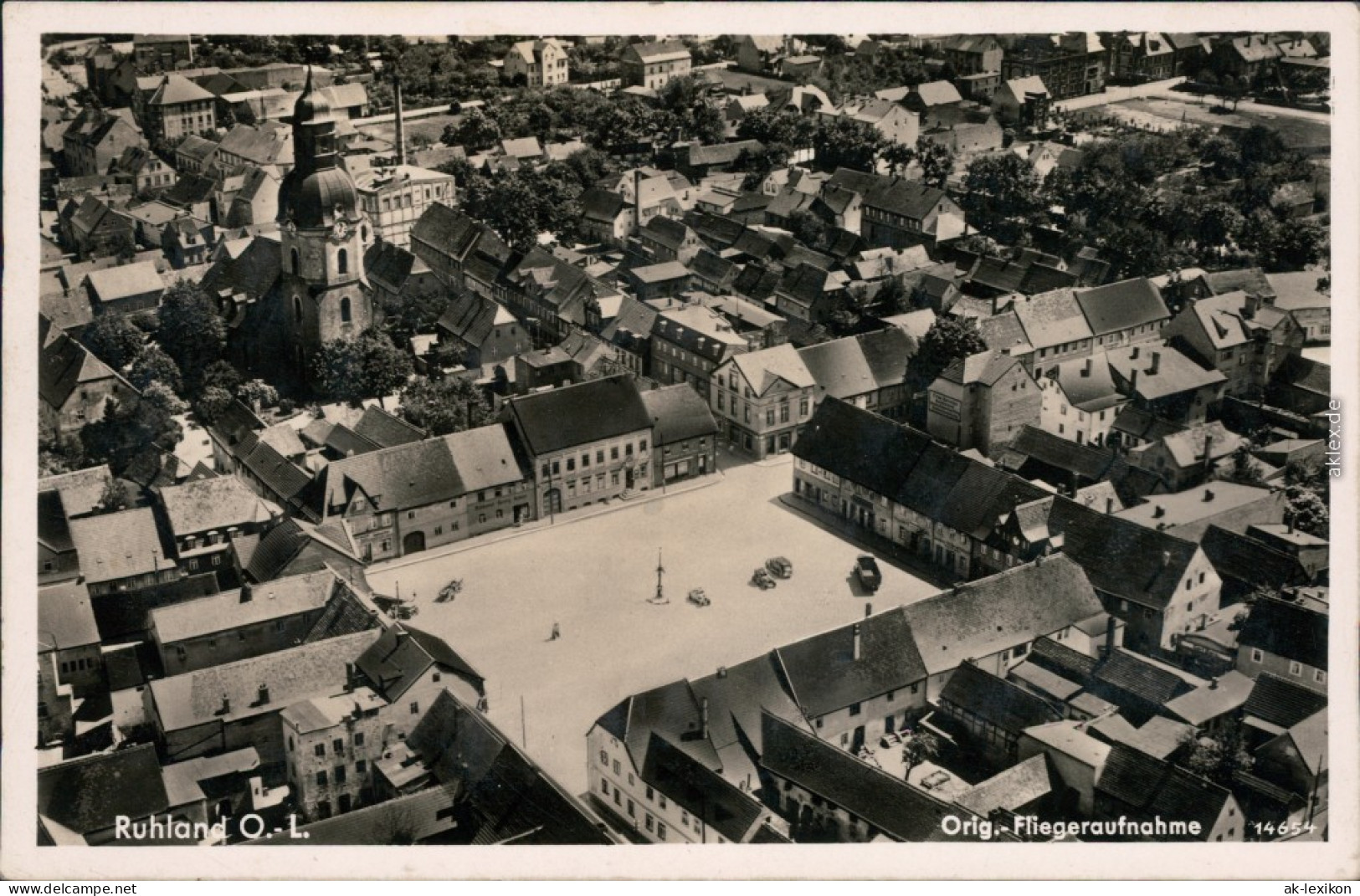 Ansichtskarte Ruhland Rólany Luftbild Marktplatz Senftenberg Lauchhammmer 1932 - Ruhland