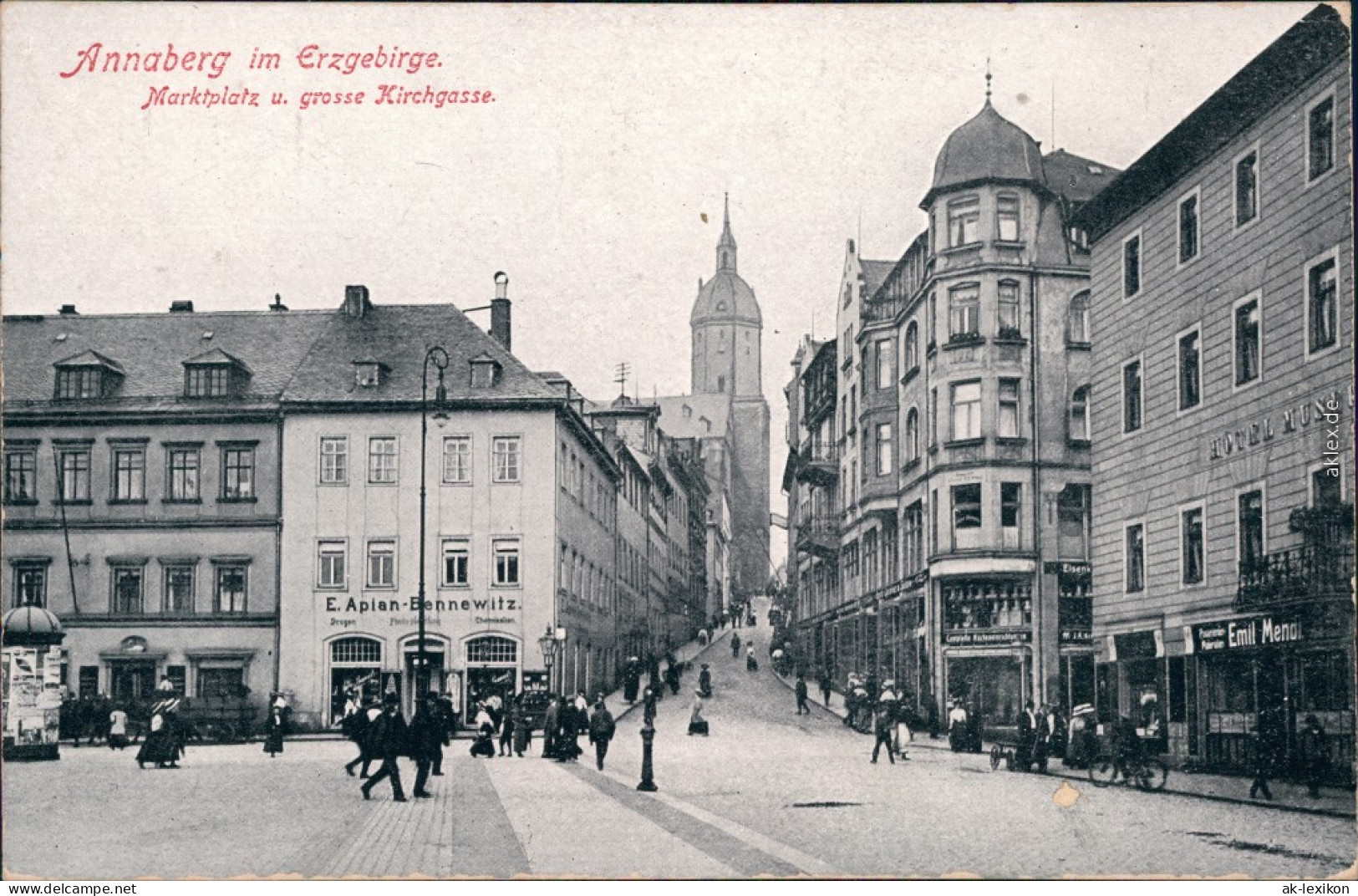 Ansichtskarte Annaberg-Buchholz Marktplatz Und Kirchgasse 1914  - Annaberg-Buchholz