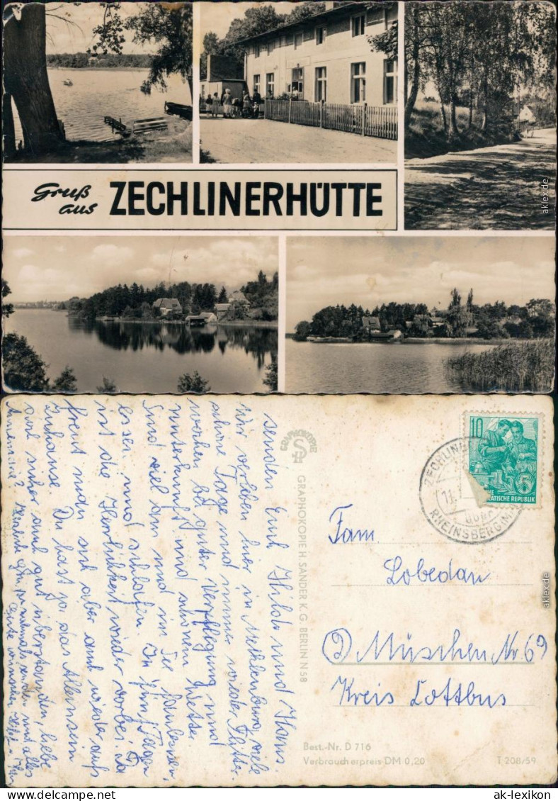 Ansichtskarte Kagar-Rheinsberg Mehrbild: Ansichten Und Straßen 1959  - Rheinsberg