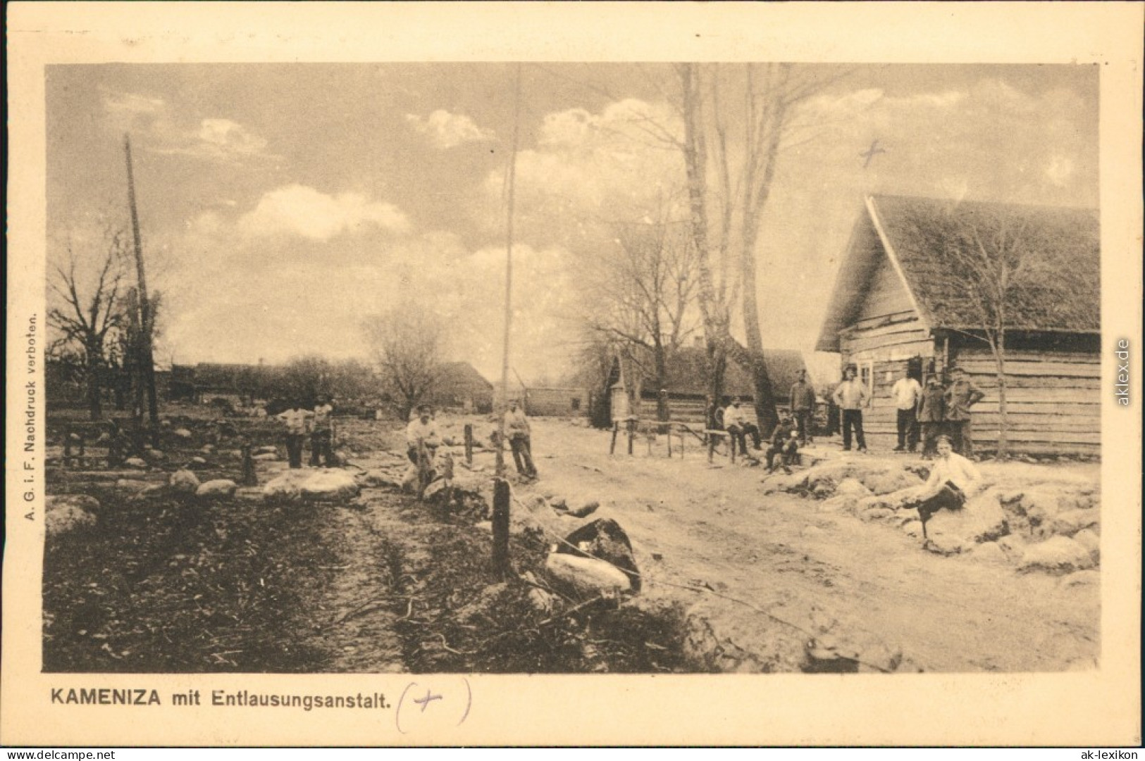 Ansichtskarte Kameniza Kamjanyzja Кам'яниця Straßenpartie Riwne
 1916 - Ukraine