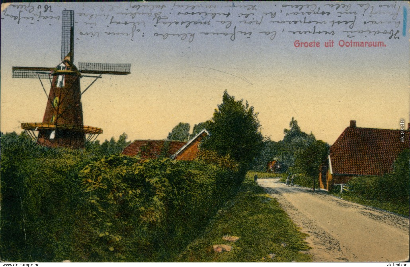 Ansichtskarte Ootmarsum Straßenpartie - Windmühle Overijssel Twente 1913 - Ootmarsum