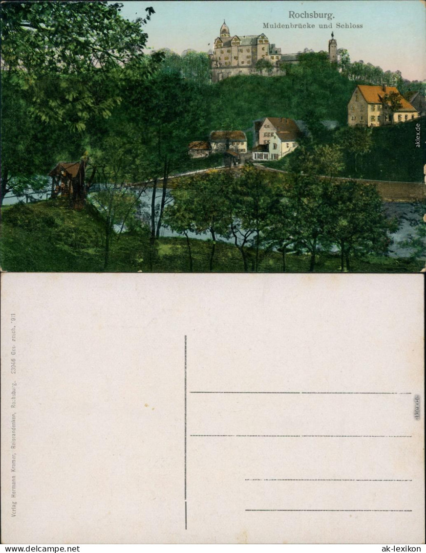 Rochsburg Lunzenau Muldenpartie Mit Schloß - Goldfenster 1911 Goldrand - Lunzenau