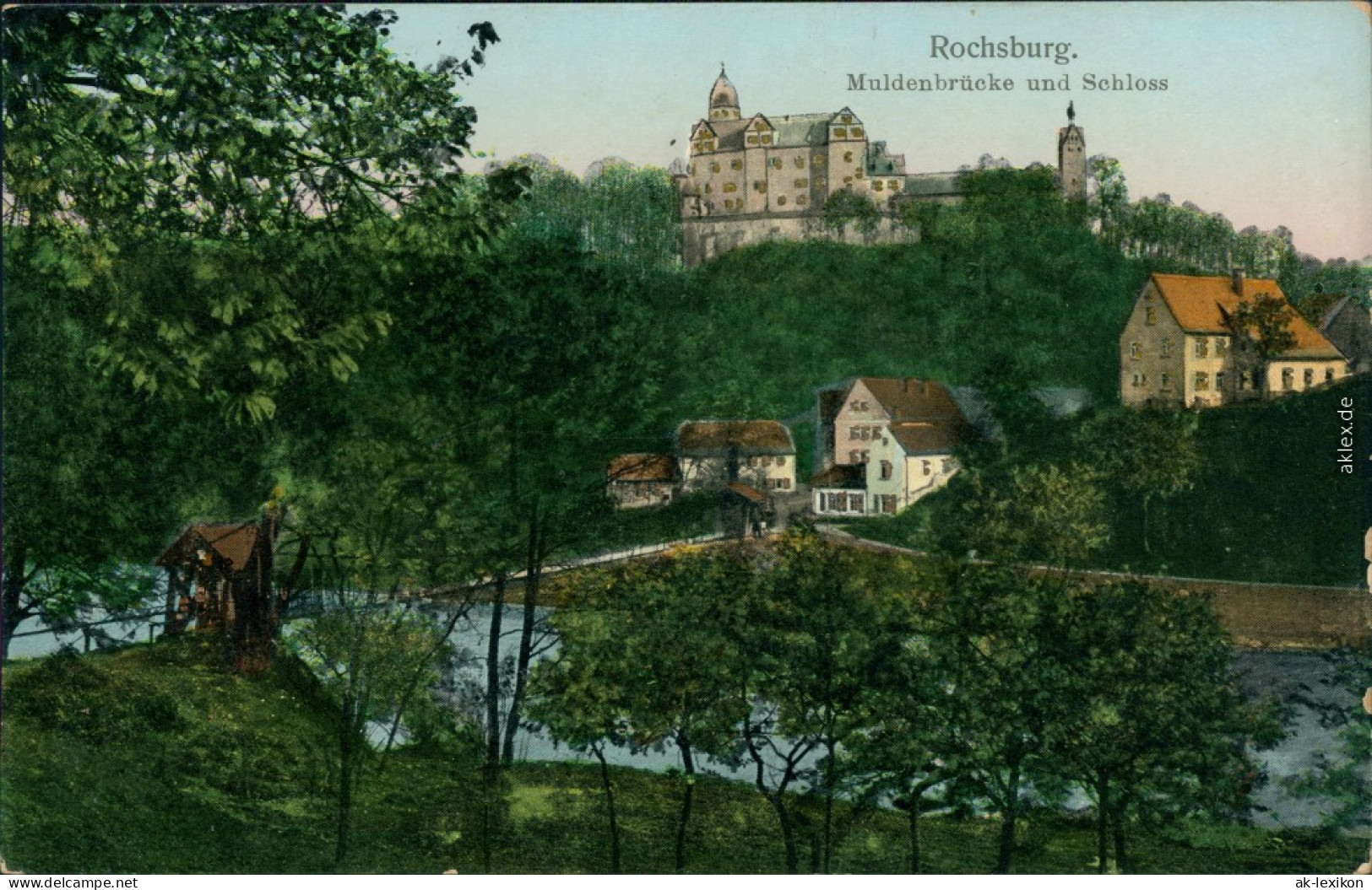 Rochsburg Lunzenau Muldenpartie Mit Schloß - Goldfenster 1911 Goldrand - Lunzenau