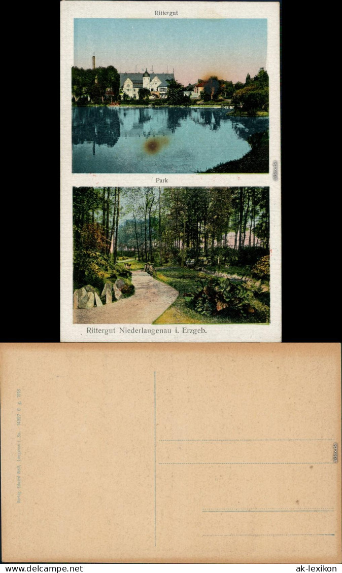 Ansichtskarte Ober Langenau-Brand Erbisdorf 2 Bild Rittergut Und Park 1918 - Brand-Erbisdorf