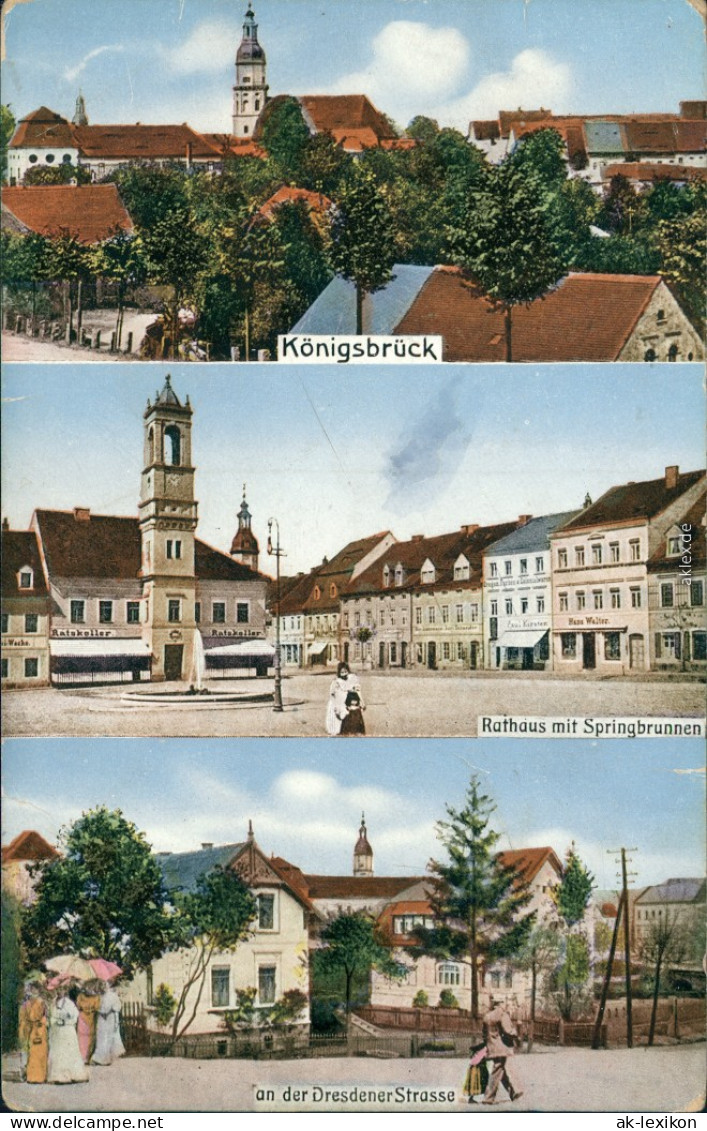 Königsbrück Kinspork 3 Bild Straße, Markt Und Dresdner Strasse 1933  - Koenigsbrueck