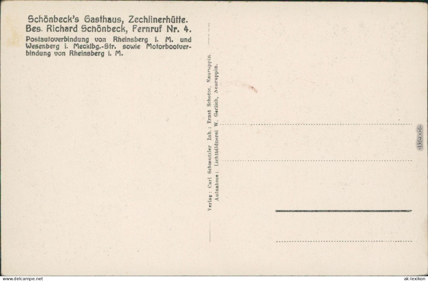 Ansichtskarte Zechlinerhütte-Rheinsberg Blick Von Der Bikonbrücke 1928  - Zechlinerhütte