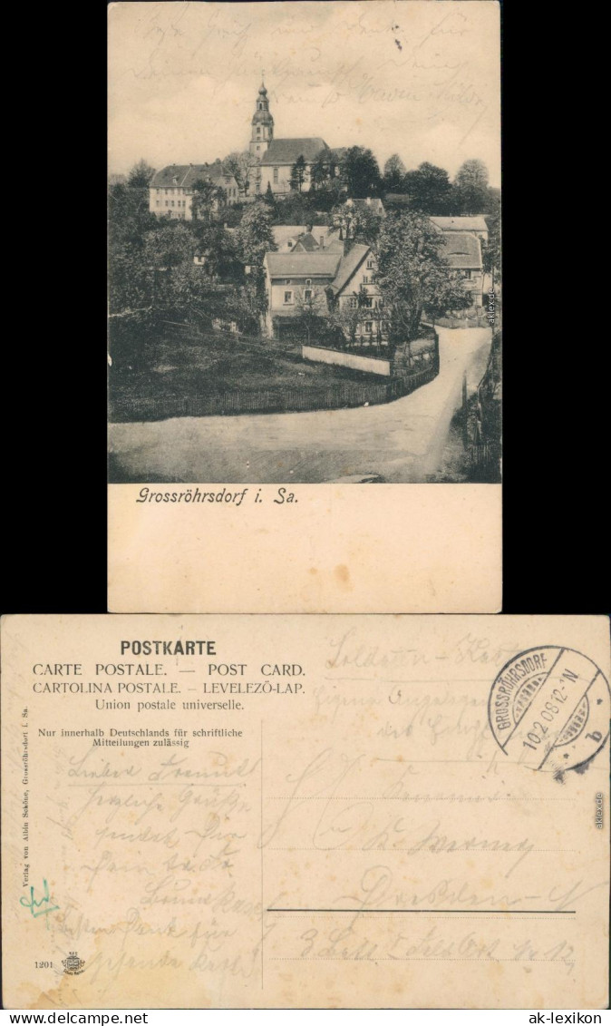 Ansichtskarte Großröhrsdorf Straßenpartie B Radeberg Bischofswerda  1908 - Grossroehrsdorf