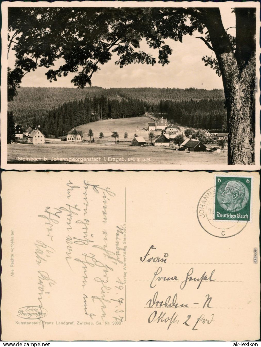 Ansichtskarte Steinbach-Johanngeorgenstadt Dorfpartie 1934  - Johanngeorgenstadt