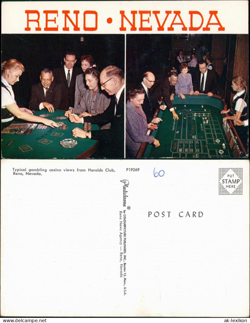 Postcard Reno Typical Gambling Casino Harolds Club 1960 - Autres & Non Classés