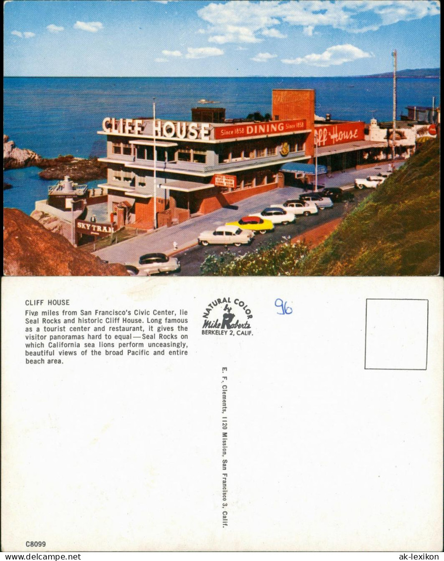 Postcard San Francisco Seal Rocks CLIFF HOUSE, Street View Cars 1965 - Autres & Non Classés