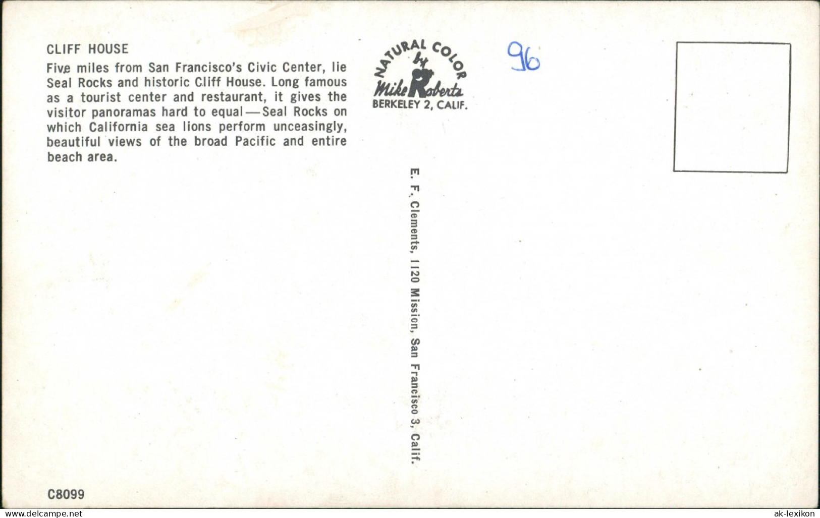 Postcard San Francisco Seal Rocks CLIFF HOUSE, Street View Cars 1965 - Autres & Non Classés