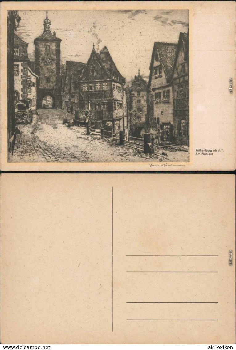 Ansichtskarte Rothenburg Ob Der Tauber Künstlerkarte - Am Plönlein 1926 - Rothenburg O. D. Tauber