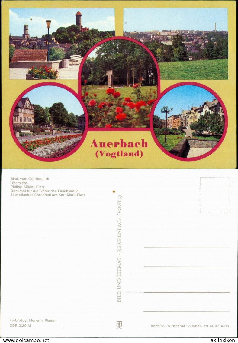 Auerbach (Vogtland) Goethepark, Überrsicht, Philipp-Müller-Platz,  Platz  1984 - Auerbach (Vogtland)