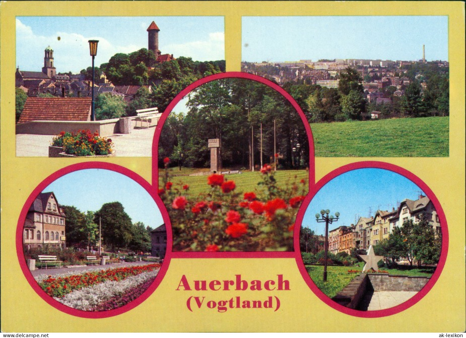 Auerbach (Vogtland) Goethepark, Überrsicht, Philipp-Müller-Platz,  Platz  1984 - Auerbach (Vogtland)