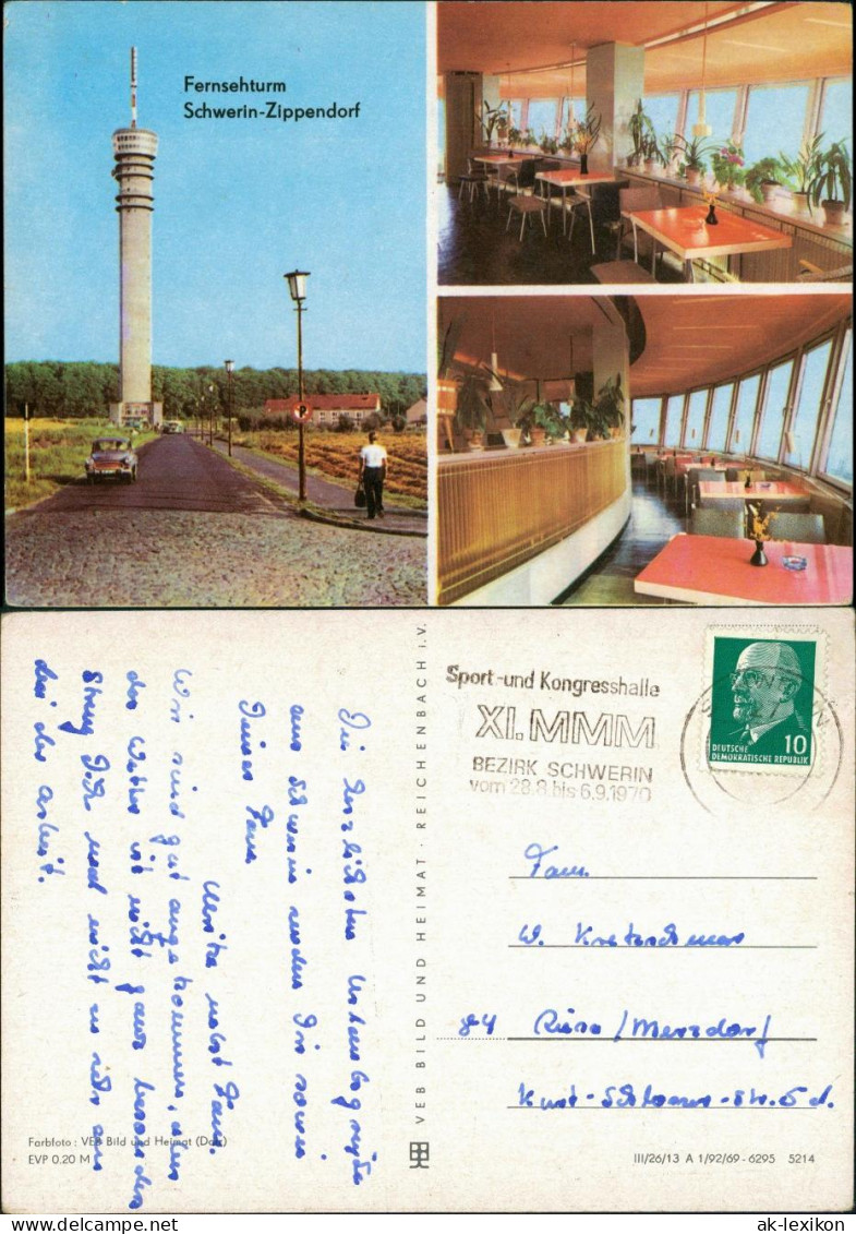 Ansichtskarte Zippendorf-Schwerin Fernsehturm - Restaurant Innen 3 Bild 1969 - Schwerin