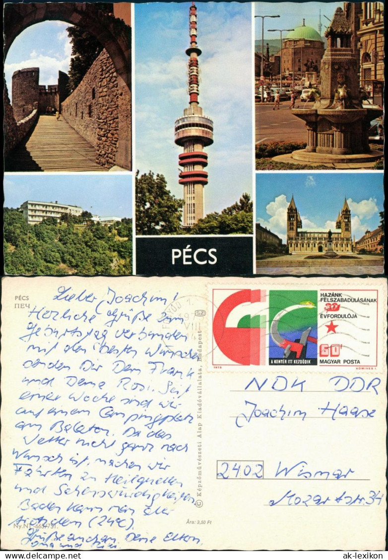 Postcard Fünfkirchen Pécs (Pe&#269;uh) MB: Fernsehturm, Straßen 1975 - Hungary