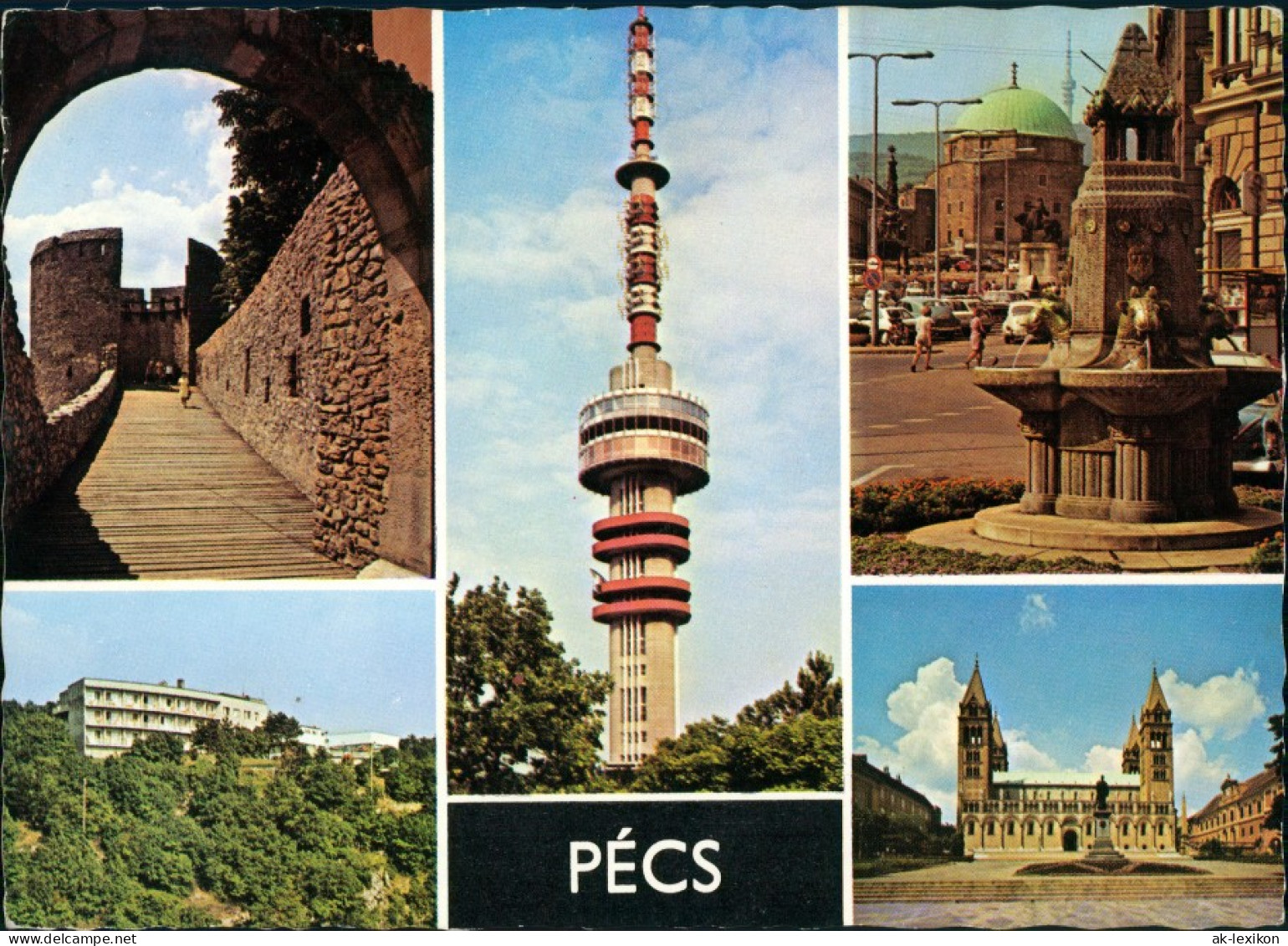 Postcard Fünfkirchen Pécs (Pe&#269;uh) MB: Fernsehturm, Straßen 1975 - Hungary