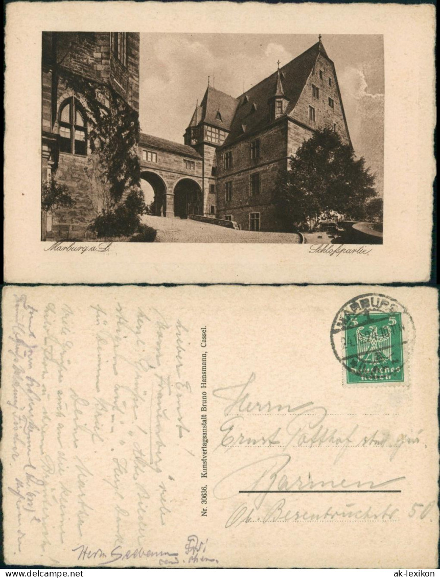 Ansichtskarte Marburg An Der Lahn Schloßpartie Teilansicht Torbogen 1924 - Marburg