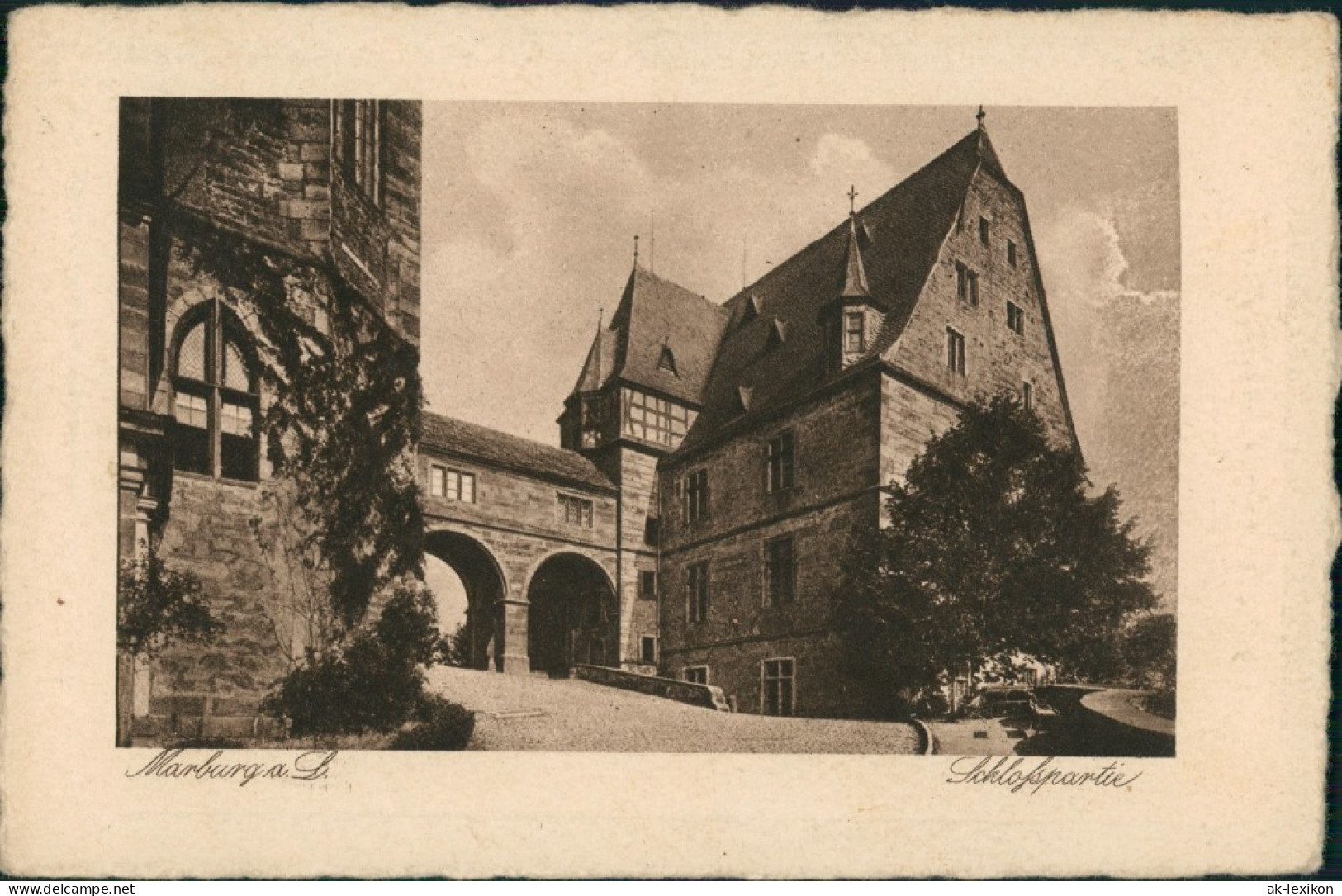 Ansichtskarte Marburg An Der Lahn Schloßpartie Teilansicht Torbogen 1924 - Marburg