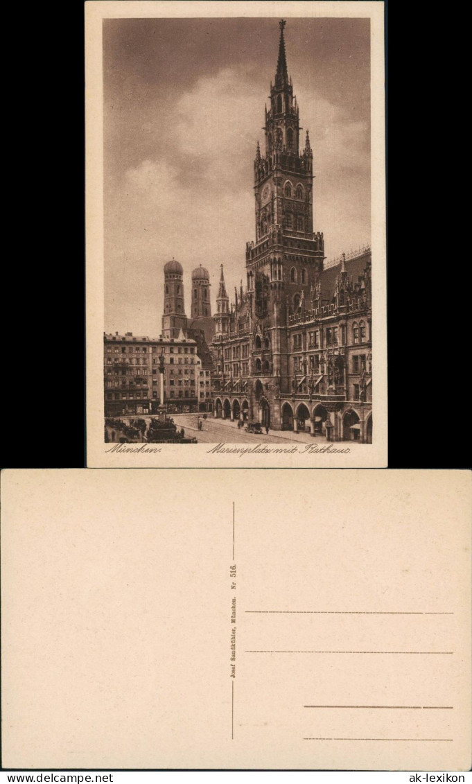 Ansichtskarte München Marienplatz & Rathaus Blick Frauenkirche 1920 - München