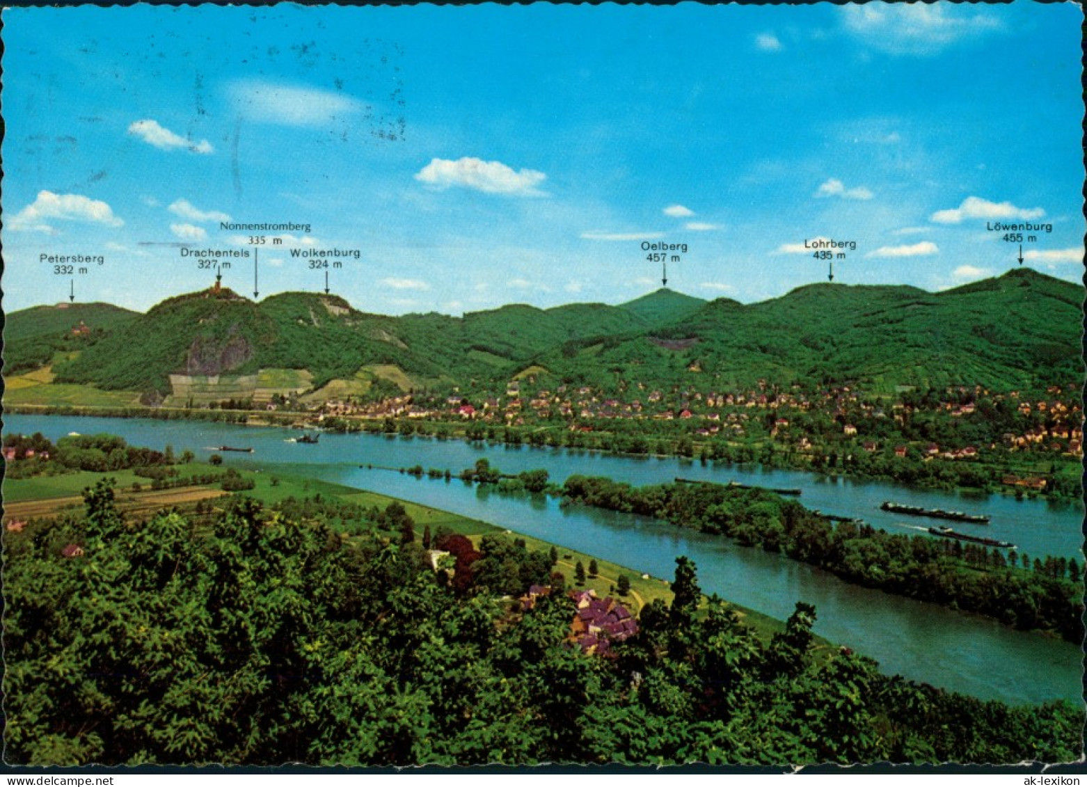 Königswinter Siebengebirge Rhein Panorama Mit Berg-Namen I.d. Umgeburg 1968 - Koenigswinter