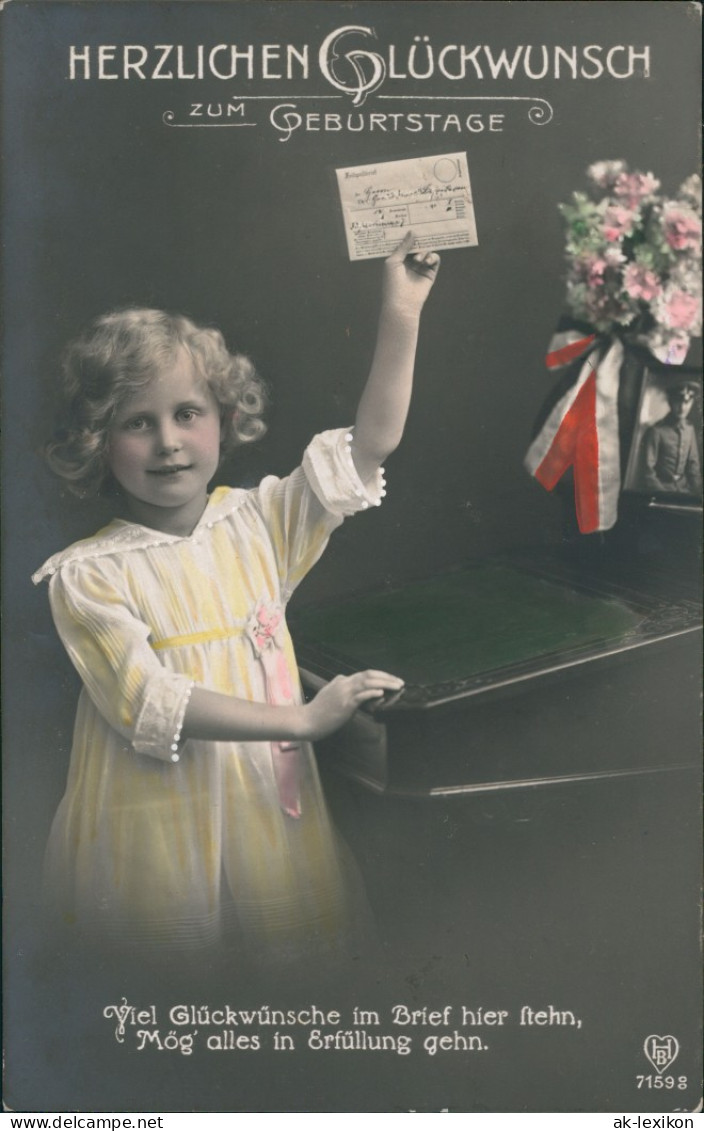 Ansichtskarte  Geburtstag Mädchen Brief Patriotika WK1 1916 - Anniversaire