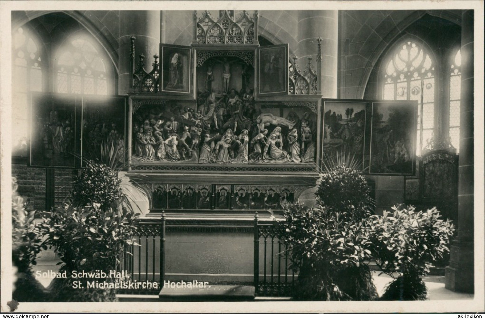 Ansichtskarte Schwäbisch Hall Michealiskirche Blumenschmuck Hochaltar 1929 - Schwaebisch Hall