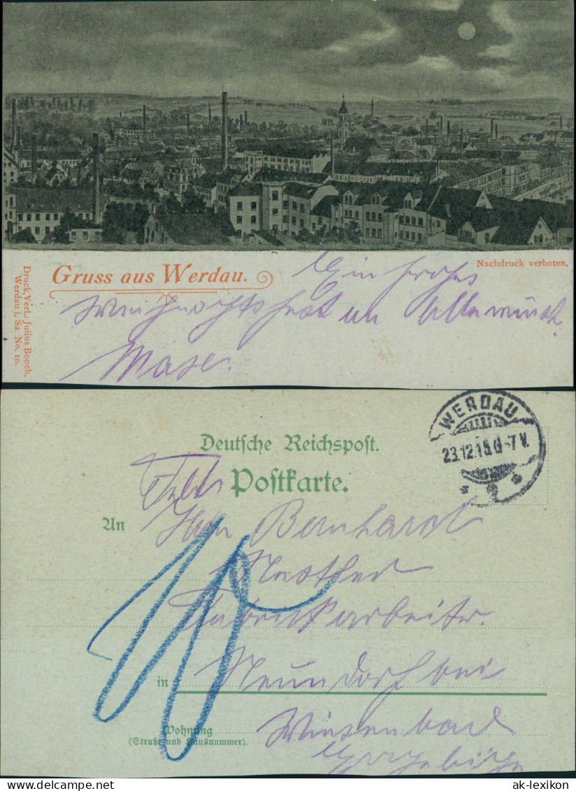 Ansichtskarte Werdau Mondschein 1915 - Werdau