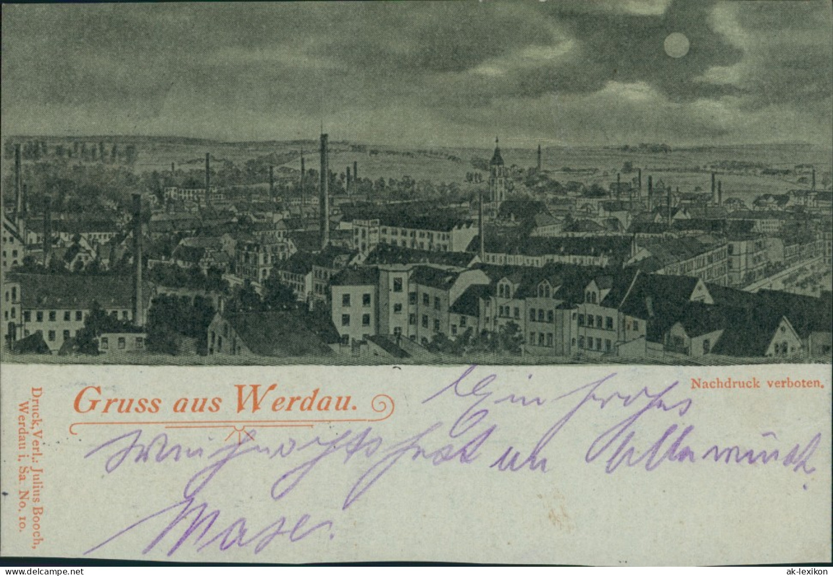 Ansichtskarte Werdau Mondschein 1915 - Werdau