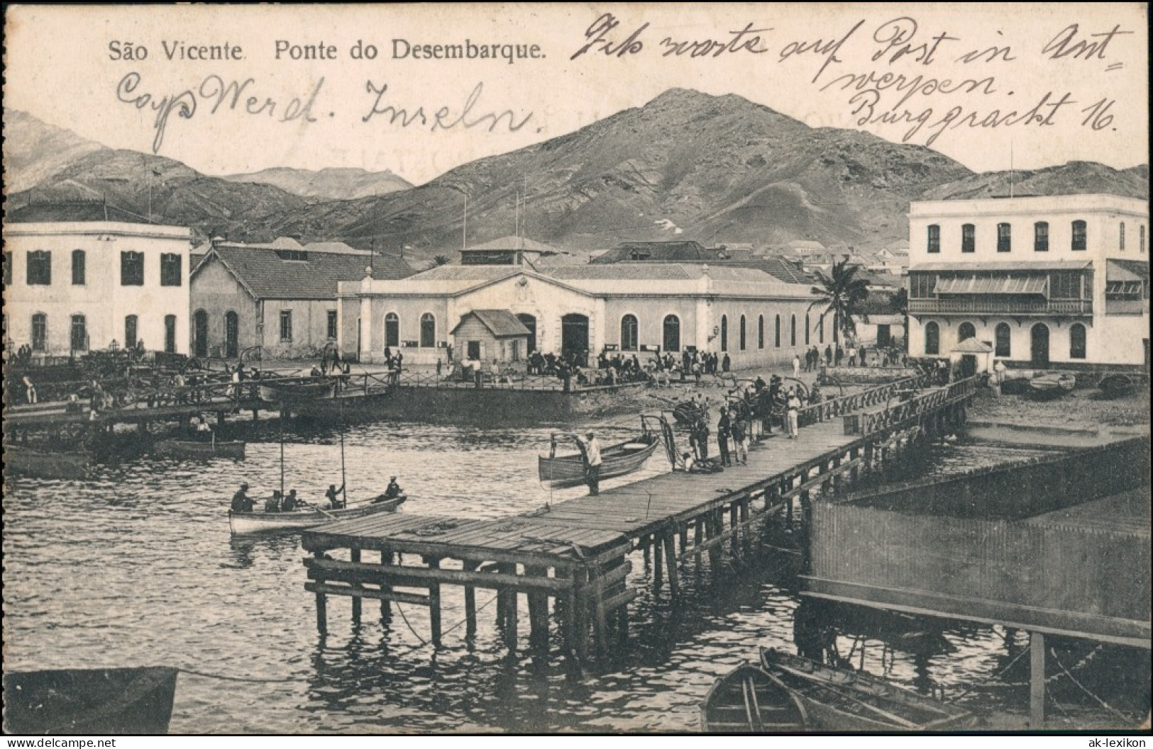 Postcard São Vicente (Kap Verde) Hafen Stadt - Gel. 1909 - Cap Vert