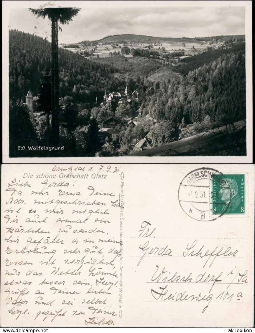 Postcard Wölfelsgrund Mi&#281;dzygórze Stadtblick 1931 - Schlesien