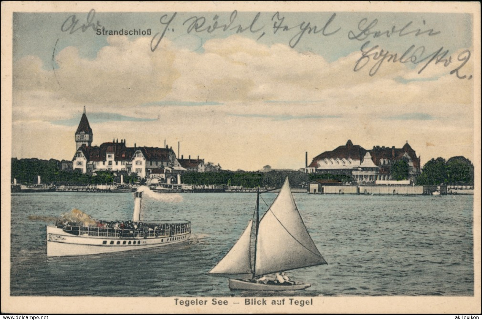 Ansichtskarte Tegel-Berlin Tegeler See Strandschloß Dampfer 1926 - Tegel