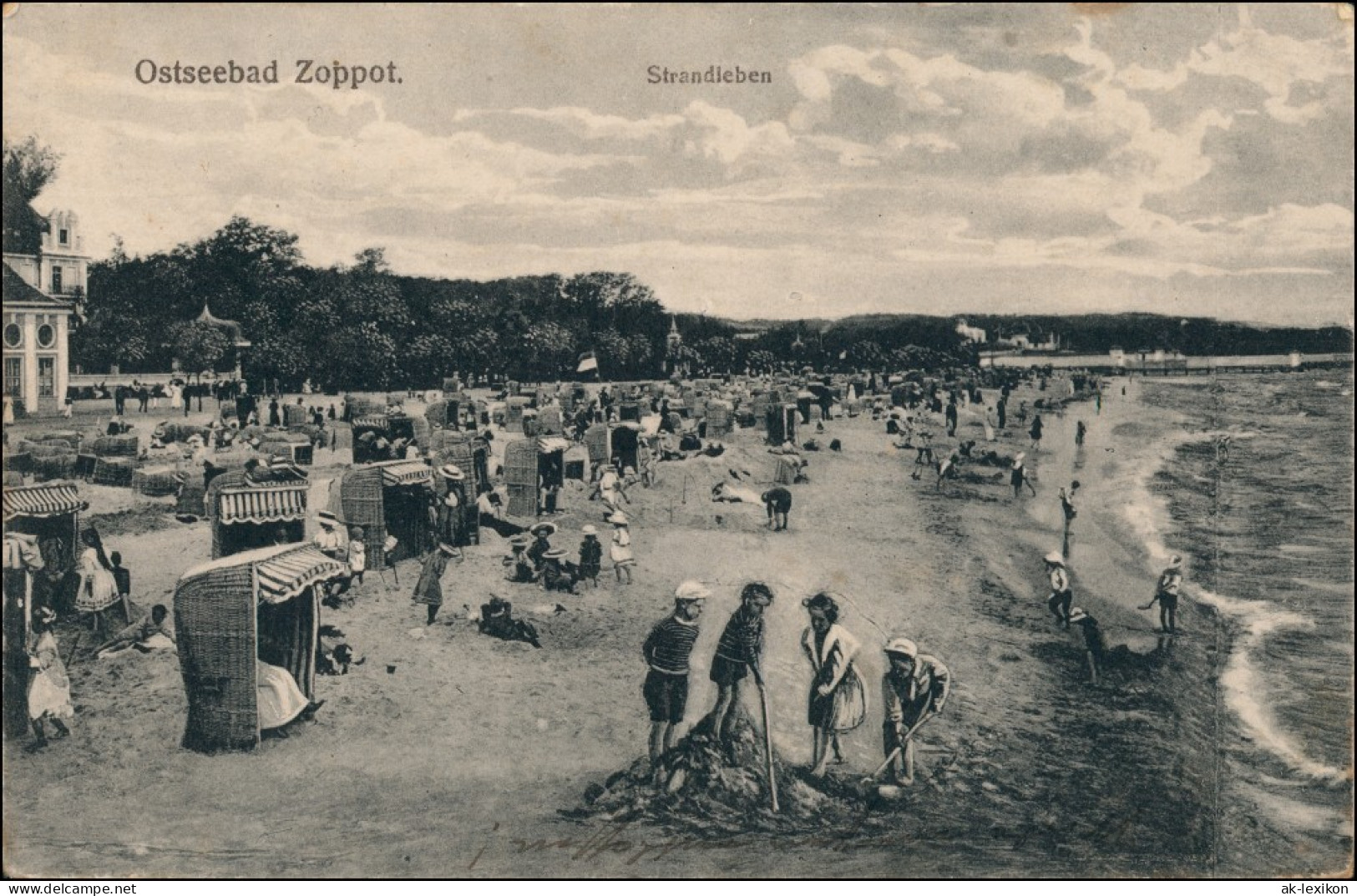 Postcard Zoppot Sopot Strandleben Gel. Feldpost Lazarett 1917 - Danzig