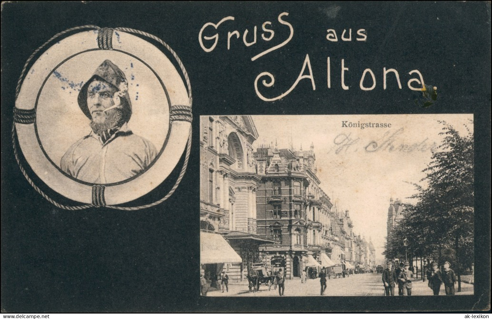 Ansichtskarte Altona-Hamburg 2 Bild: Königstraße, Seemann 1910 - Altona