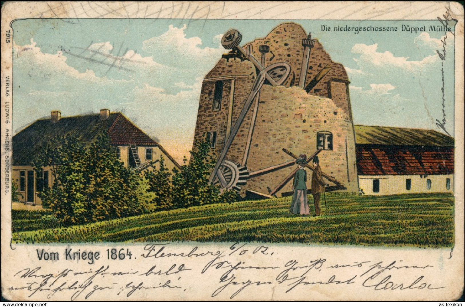 Postcard Litho AK Düppel Dybbøl Sogn Die Niedergeschossene Mühle 1902 - Danemark