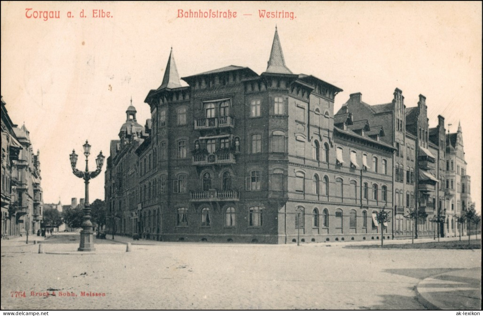 Ansichtskarte Torgau Bahnhofstraße Westring Bahnpost 1905 - Torgau