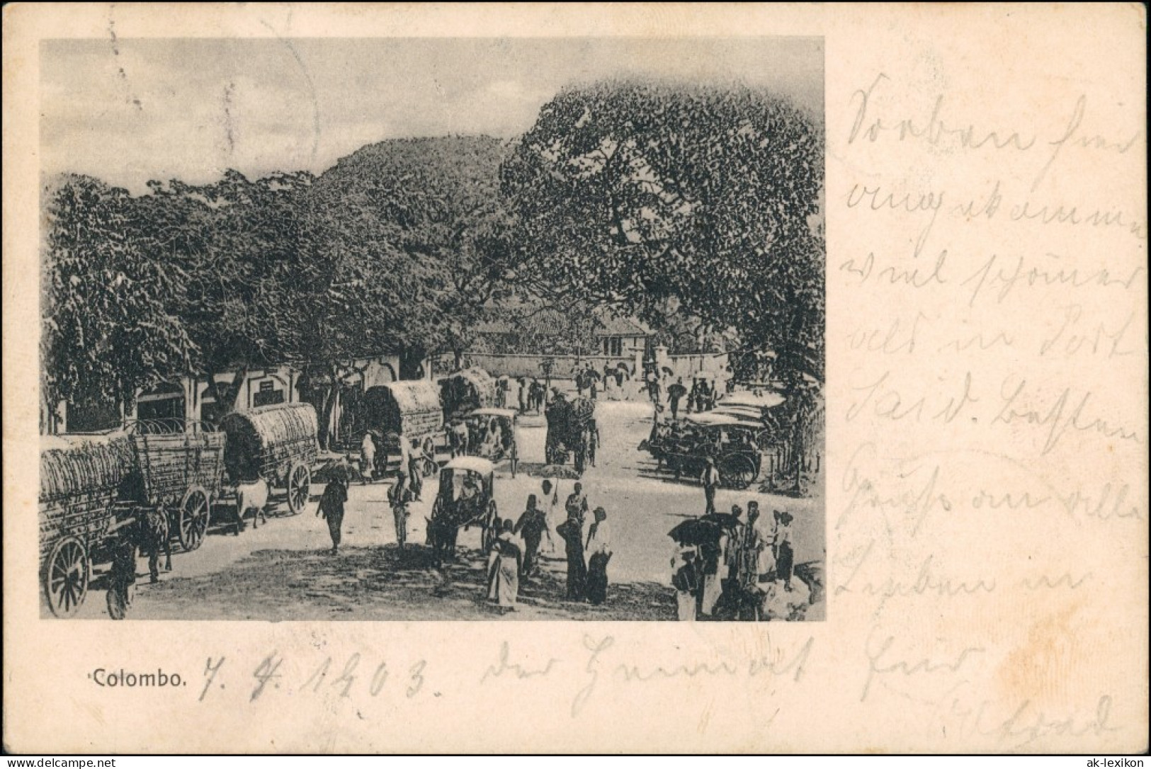 Postcard Colombo Straße AS Nikolaiken Gel. Dt. Marienschiffspost 1903 - Sri Lanka (Ceylon)