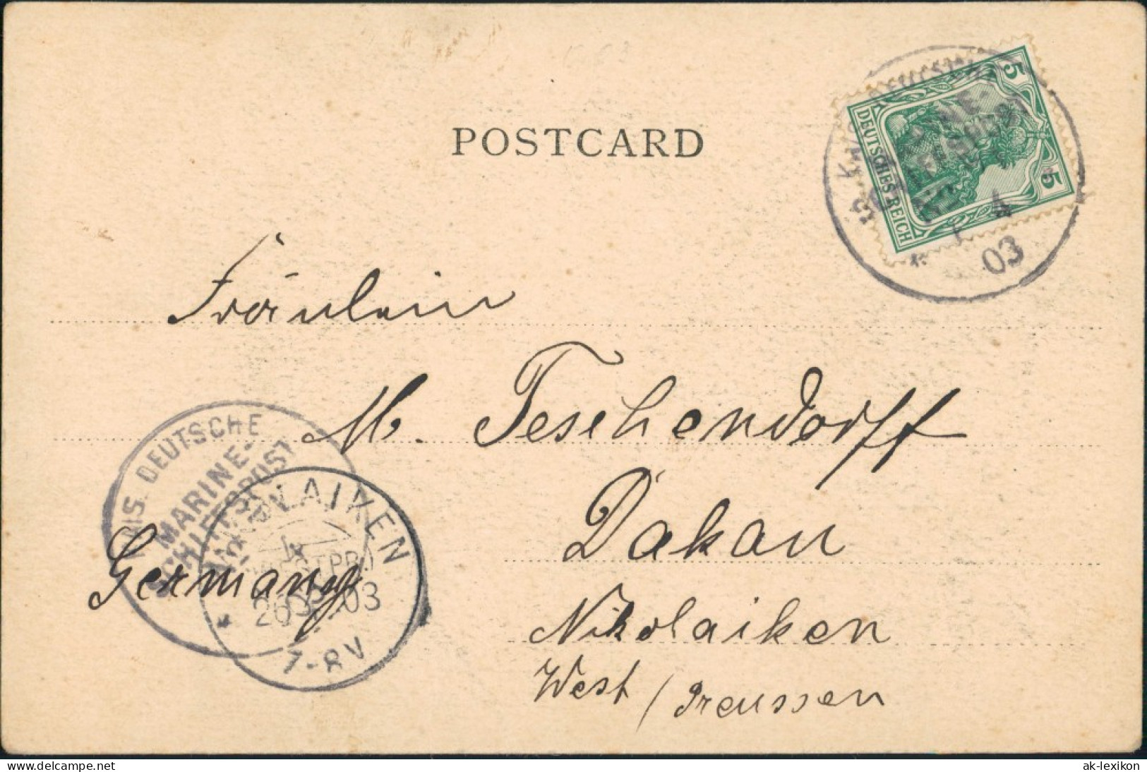 Postcard Colombo Hafen Marineschiffspost AS Nikolaiken 1903 - Sri Lanka (Ceylon)