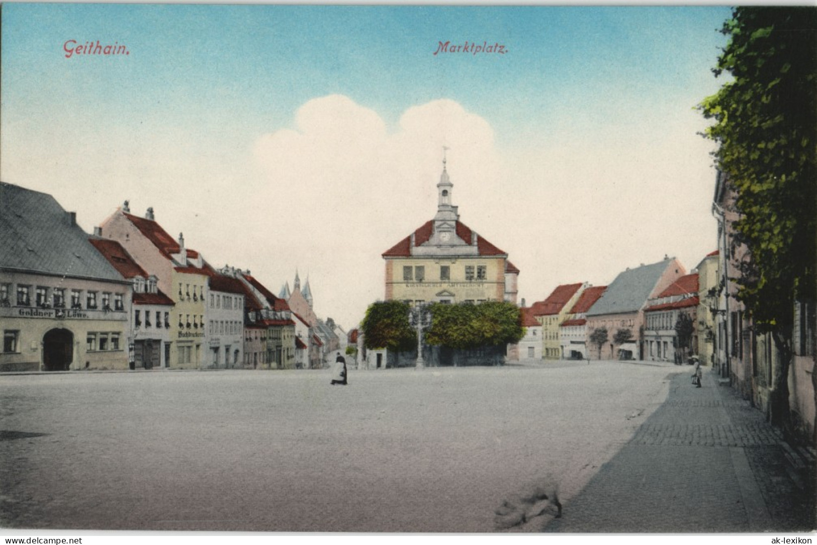 Ansichtskarte Geithain Marktplatz - Geschäfte 1911 - Geithain