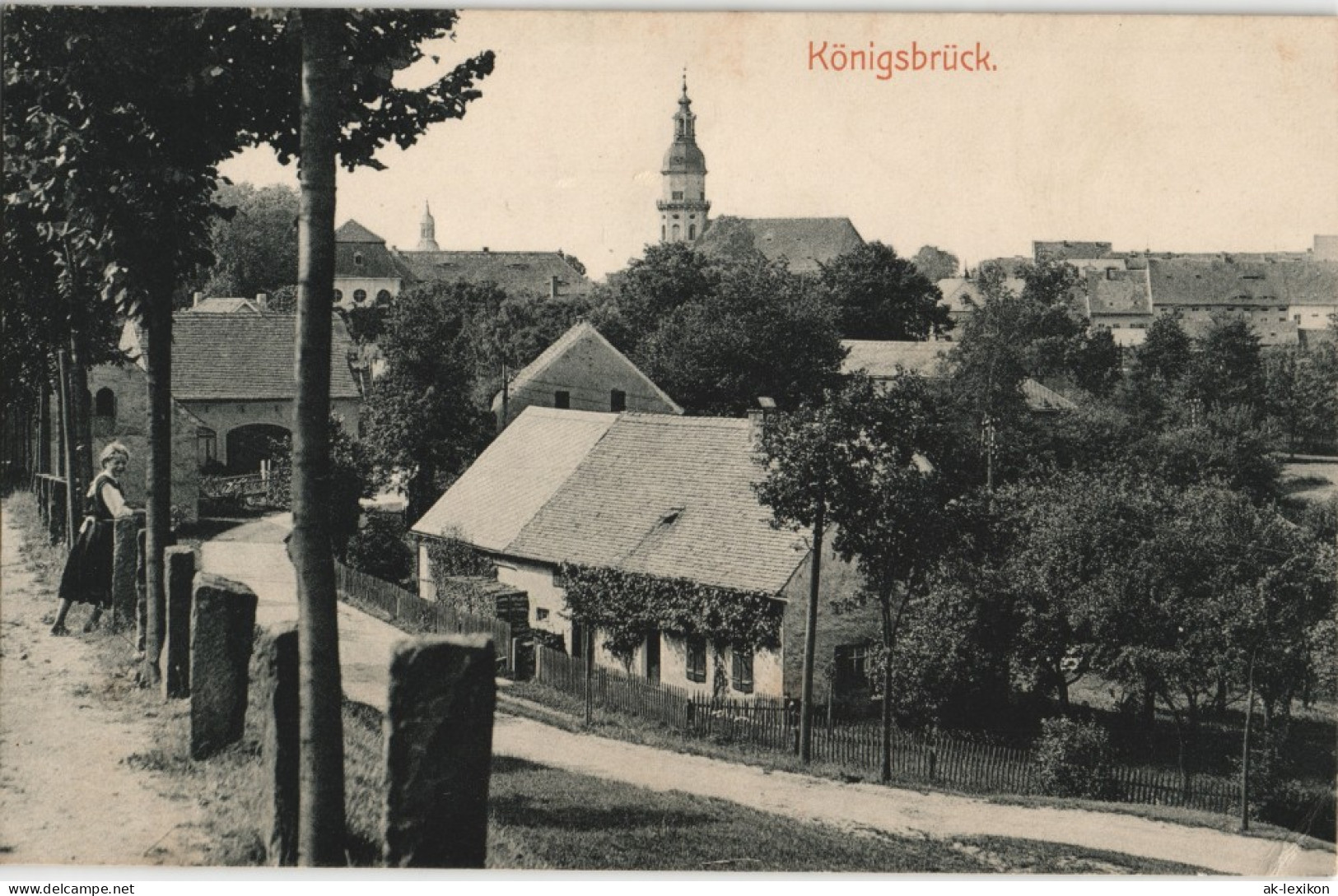 Ansichtskarte Königsbrück Kinspork Straßenpartie Frau Am Wegesrand 1912 - Koenigsbrueck