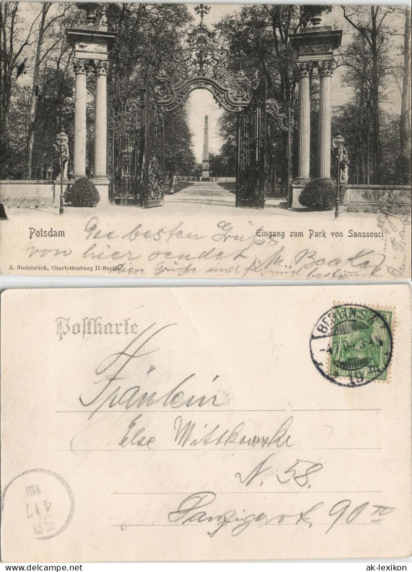 Ansichtskarte Potsdam Sanssouci - Eingang Zum Park 1904 - Potsdam