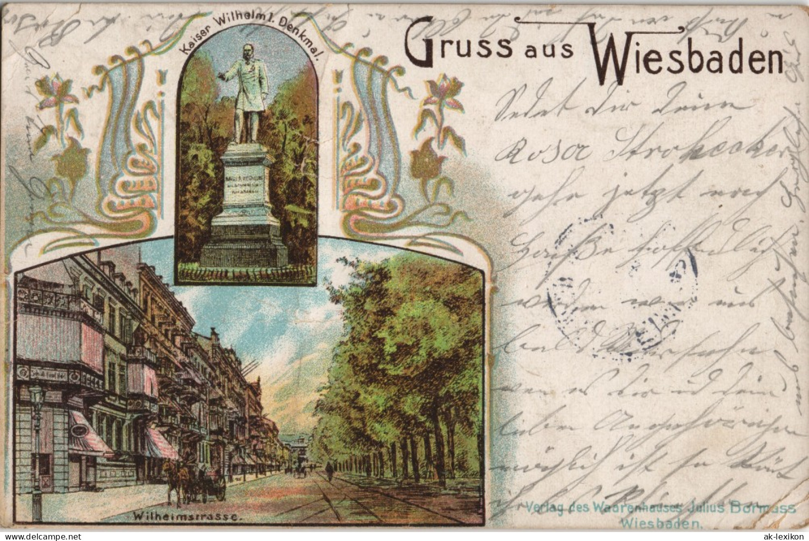 Litho AK Wiesbaden Wilhelmstraße  MB 1903  Retouren-Stempel Von MANNHEIM - Wiesbaden