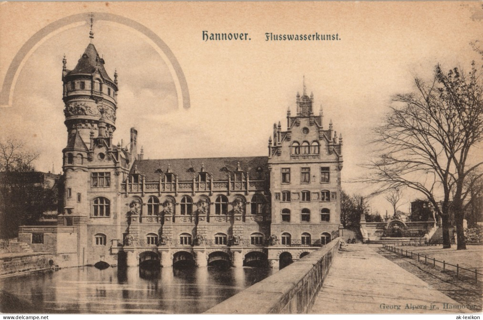 Ansichtskarte Herrenhausen-Hannover Flusswasserkunst - Brücke 1911 - Hannover