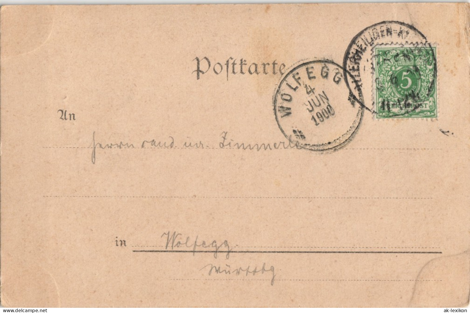 Oppenau Klosterruine Allerheiligen 1900   Gel  WOLFEGG (Ankunftsstempel) - Oppenau