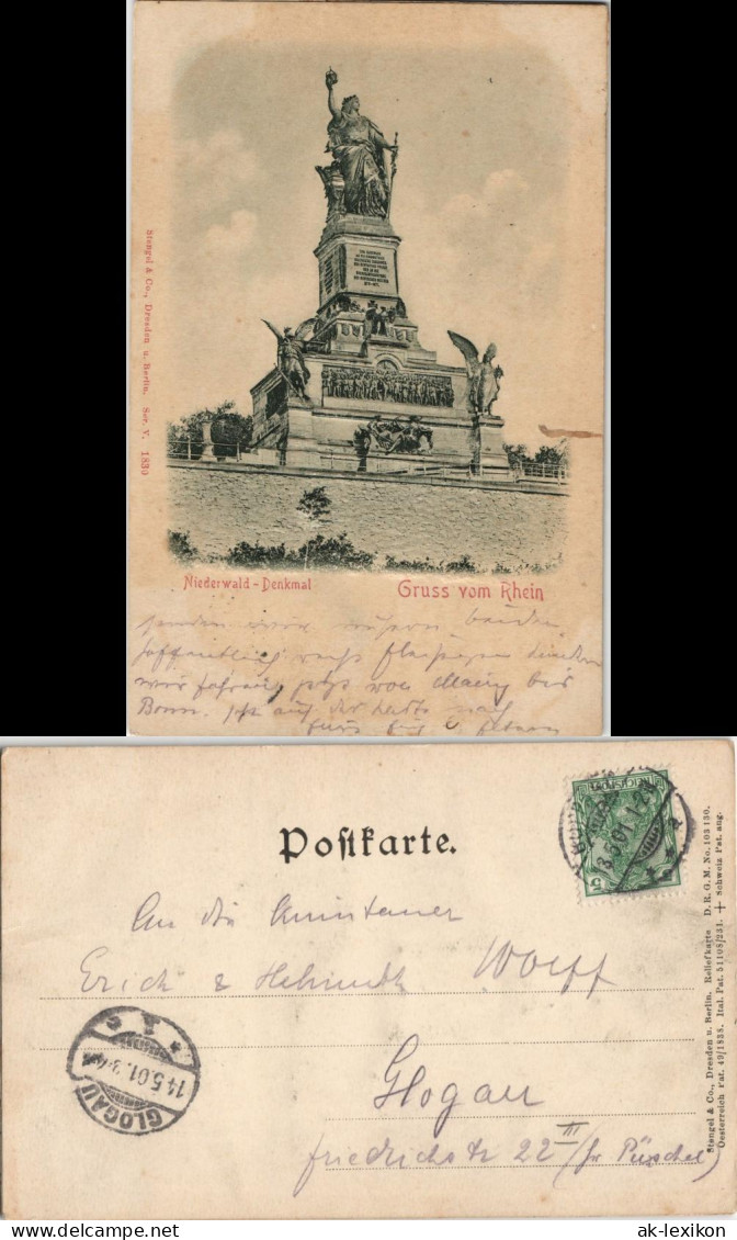 Rüdesheim (Rhein) Niederwalddenkmal Künstlerkarte 1901 Prägekarte - Rüdesheim A. Rh.