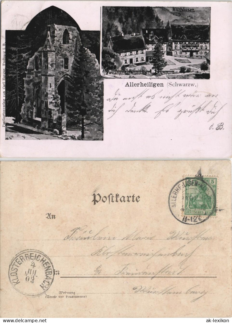 Litho AK Oppenau Klosterhof Allerheiligen 2-Bild 1902      (Ankunftsstempel) - Oppenau