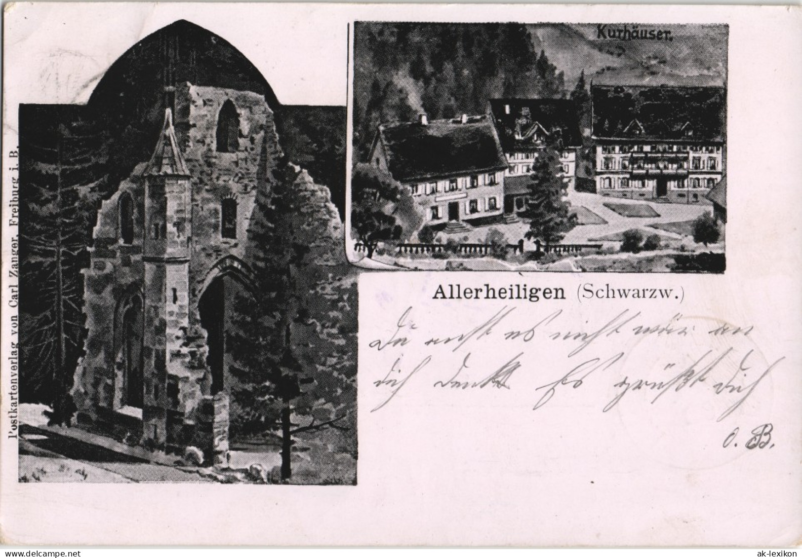 Litho AK Oppenau Klosterhof Allerheiligen 2-Bild 1902      (Ankunftsstempel) - Oppenau